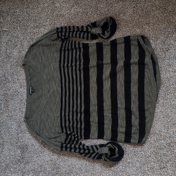 Express Green and Black Striped Sweater - Picture 3 of 6